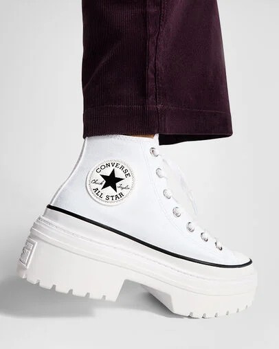 White / Black Converse Chuck Taylor All Star Lugged Heel Platform Women Boots UK | C-52839619