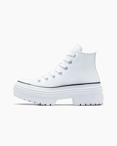 White / Black Converse Chuck Taylor All Star Lugged Heel Platform Women Boots UK | C-52839619