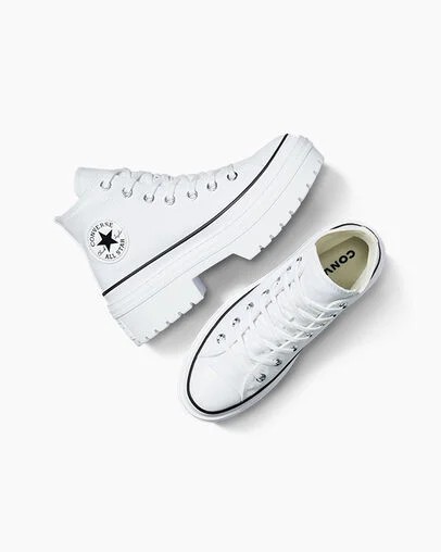 White / Black Converse Chuck Taylor All Star Lugged Heel Platform Women Boots UK | C-52839619