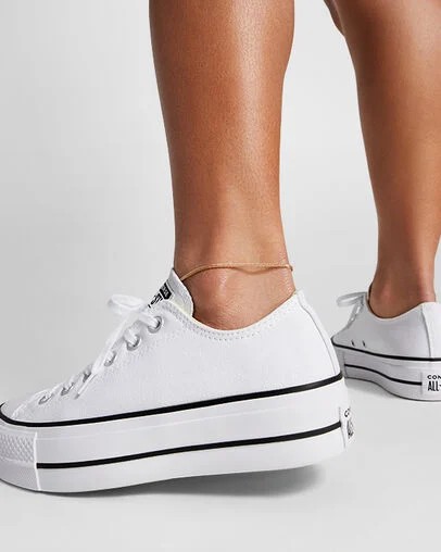 White / Black Converse Chuck Taylor All Star Lift Women Platform Shoes UK | C-43607899