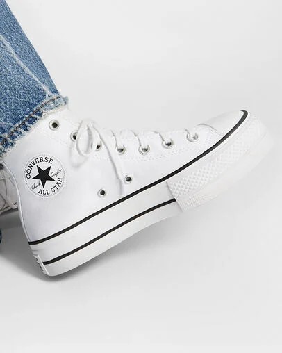 White / Black Converse Chuck Taylor All Star Lift Women Platform Shoes UK | C-18302579