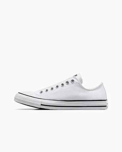 White / Black Converse Chuck Taylor All Star Men Slip On Shoes UK | C-41506399