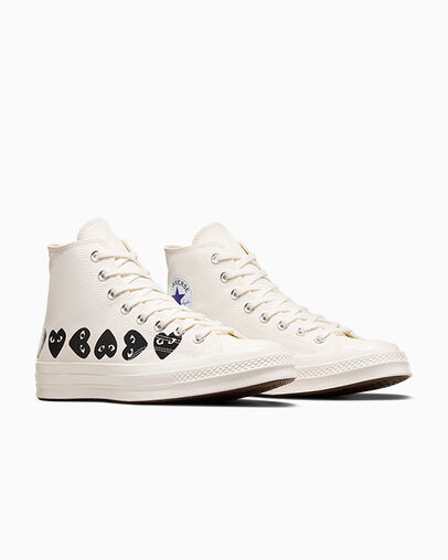 White / Black Converse Converse x PLAY Comme des Garçons Chuck 70 Multi Heart Men Sneakers UK | C-51786949