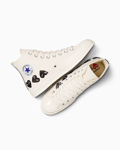 White / Black Converse Converse x PLAY Comme des Garçons Chuck 70 Multi Heart Men Sneakers UK | C-51786949