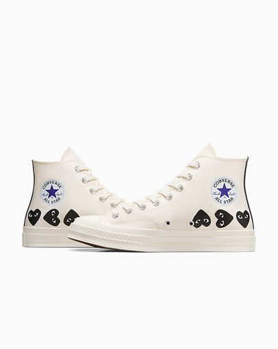 White / Black Converse Converse x PLAY Comme des Garçons Chuck 70 Multi Heart Men Sneakers UK | C-51786949