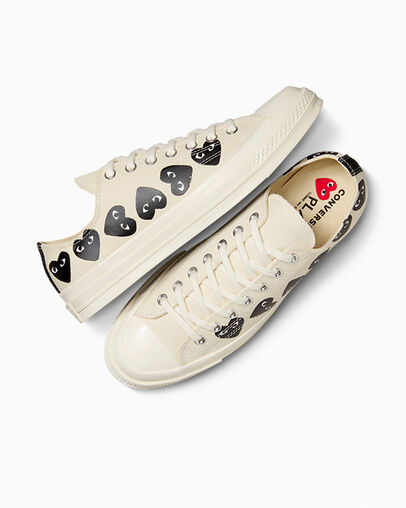 White / Black Converse Converse x PLAY Comme des Garçons Chuck 70 Multi Heart Men Sneakers UK | C-64273059