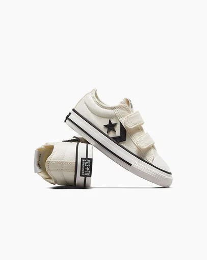 White / Black Converse Star Player 76 Easy-On Kids' Canvas Shoes UK | C-63824759