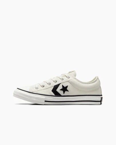 White / Black Converse Star Player 76 Foundational Kids' Canvas Shoes UK | C-21304869