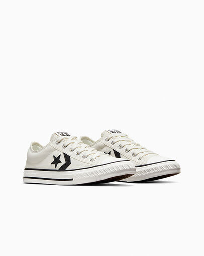 White / Black Converse Star Player 76 Foundational Kids' Canvas Shoes UK | C-21304869