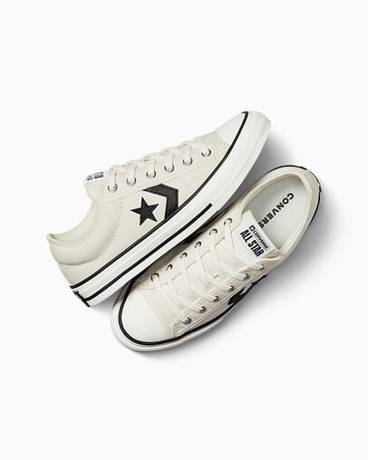 White / Black Converse Star Player 76 Foundational Kids' Canvas Shoes UK | C-21304869