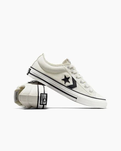 White / Black Converse Star Player 76 Foundational Kids' Canvas Shoes UK | C-21304869