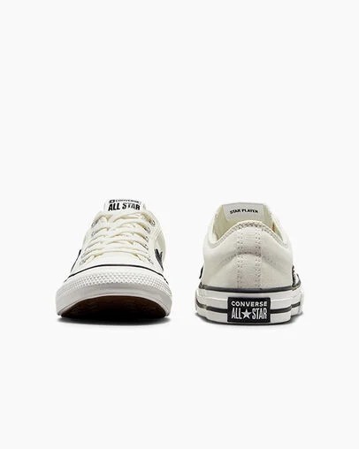 White / Black Converse Star Player 76 Foundational Kids' Canvas Shoes UK | C-21304869