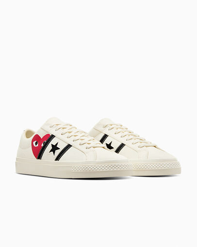 White / Black / Red Converse Converse x PLAY Comme des Garçons One Star Academy Pro Women Skate Shoes UK | C-31974259