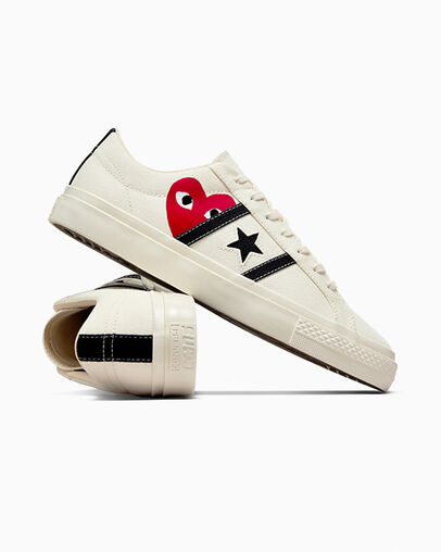 White / Black / Red Converse Converse x PLAY Comme des Garçons One Star Academy Pro Women Skate Shoes UK | C-31974259