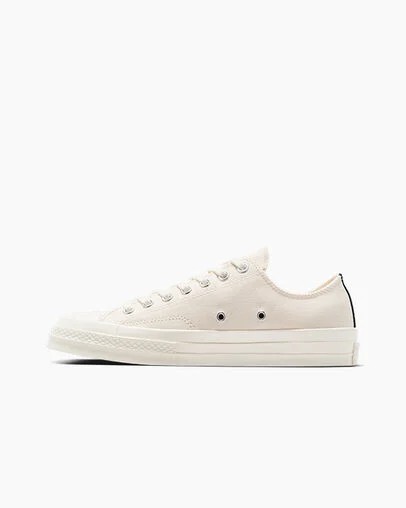 White / Black / Red Converse PLAY Comme des Garçons Single Heart Chuck 70 Men Sneakers UK | C-24387509