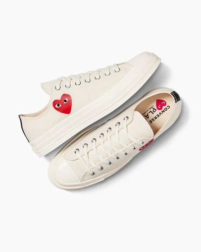 White / Black / Red Converse PLAY Comme des Garçons Single Heart Chuck 70 Men Sneakers UK | C-24387509