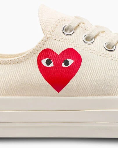 White / Black / Red Converse PLAY Comme des Garçons Single Heart Chuck 70 Men Sneakers UK | C-24387509