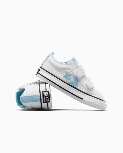 White / Blue / White Converse Star Player 76 Kids' Sneakers UK | C-02574189