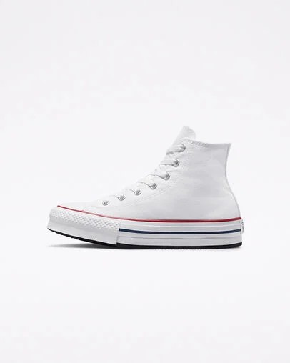 White / Dark Red / Navy Converse Chuck Taylor All Star EVA Lift Kids' Canvas Shoes UK | C-93201469