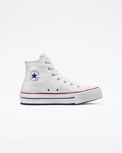 White / Dark Red / Navy Converse Chuck Taylor All Star EVA Lift Kids\' Canvas Shoes UK | C-93201469