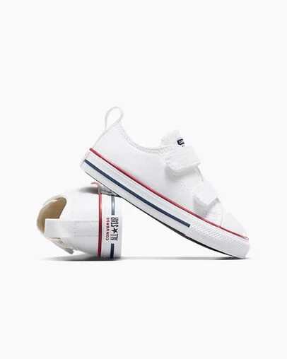 White / Dark Red / Navy Converse Chuck Taylor All Star 2V Kids' Canvas Shoes UK | C-08326719