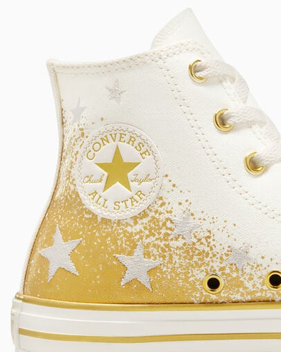 White / Gold Converse Chuck Taylor All Star EVA Lift Kids' Platform Shoes UK | C-86790519