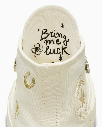 White / Gold / Silver Converse Chuck Taylor All Star Lift Women Platform Shoes UK | C-63451909