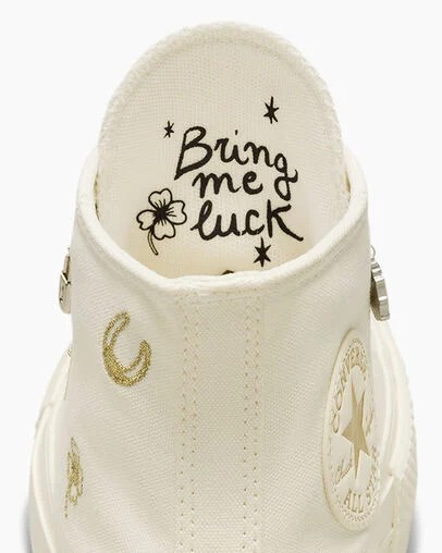 White / Gold / Silver Converse Chuck Taylor All Star Lift Women Platform Shoes UK | C-56127389