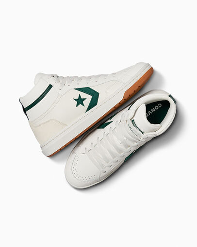 White / Green Converse Pro Blaze Classic Sport Luxe Men Basketball Shoes UK | C-65814979