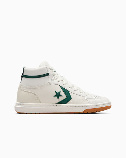 White / Green Converse Pro Blaze Classic Sport Luxe Men Basketball Shoes UK | C-65814979