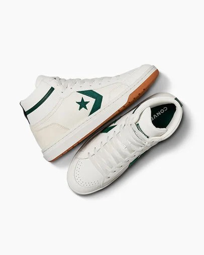 White / Green Converse Pro Blaze Classic Sport Luxe Women Boots UK | C-49607319