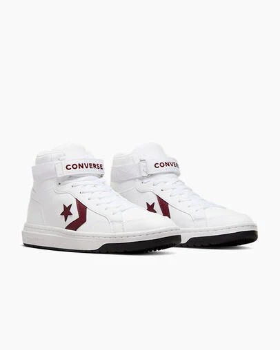 White / Pink Converse Pro Blaze V2 Leather Men Basketball Shoes UK | C-96437589