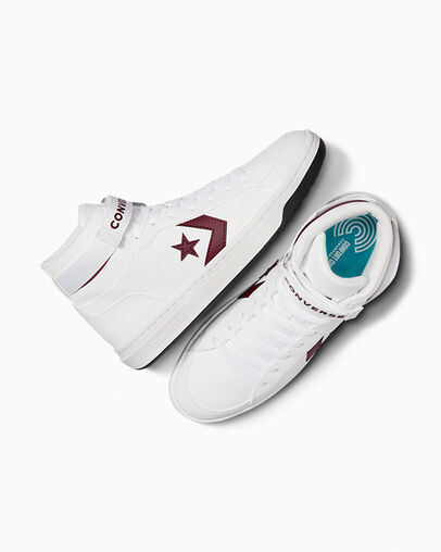 White / Pink Converse Pro Blaze V2 Leather Men Basketball Shoes UK | C-96437589