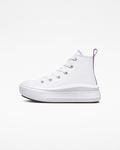 White / Purple Converse Chuck Taylor All Star Move Color Pop Kids' Platform Shoes UK | C-74862939