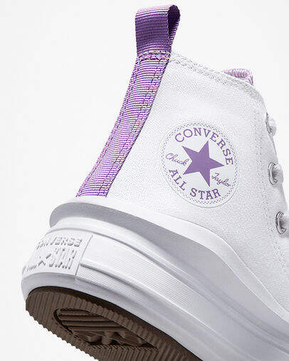 White / Purple Converse Chuck Taylor All Star Move Color Pop Kids' Platform Shoes UK | C-74862939