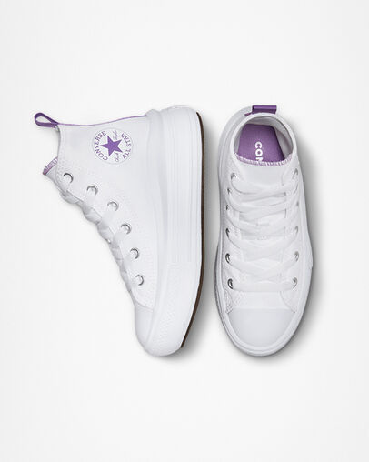 White / Purple Converse Chuck Taylor All Star Move Color Pop Kids' Platform Shoes UK | C-74862939