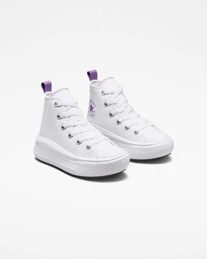 White / Purple Converse Chuck Taylor All Star Move Color Pop Kids' Platform Shoes UK | C-74862939