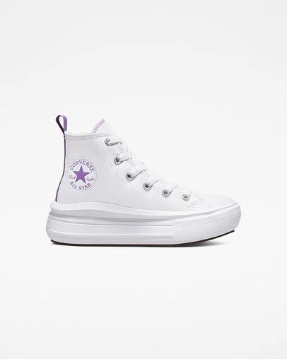 White / Purple Converse Chuck Taylor All Star Move Color Pop Kids\' Platform Shoes UK | C-74862939