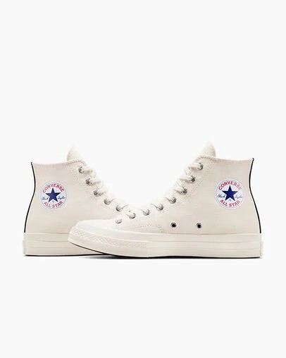 White / Red / Black Converse PLAY Comme des Garçons Single Heart Chuck 70 Men Sneakers UK | C-45683279