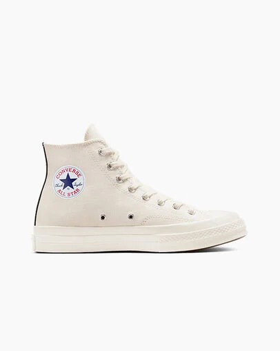 White / Red / Black Converse PLAY Comme des Garçons Single Heart Chuck 70 Men Sneakers UK | C-45683279