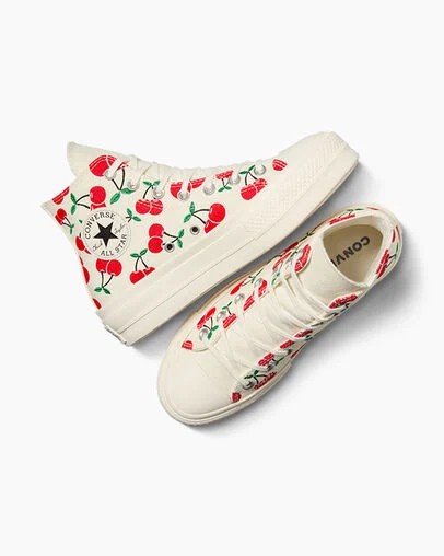 White / Red / Green Converse Chuck Taylor All Star Lift Women Platform Shoes UK | C-24709839