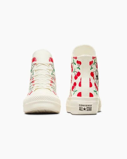 White / Red / Green Converse Chuck Taylor All Star Lift Women Platform Shoes UK | C-24709839