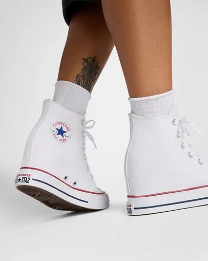 White / Red / Navy Converse Chuck Taylor All Star Wedge Women Platform Shoes UK | C-85740139